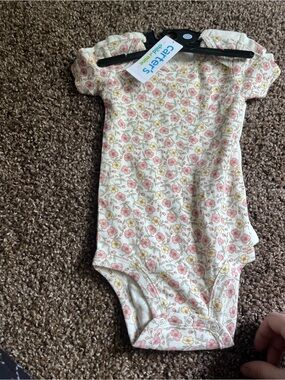 Carter's Floral Short-Sleeve Baby One-Piece — Pink & Cream
